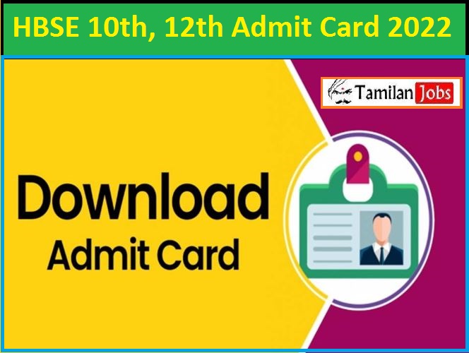 Hbse 10Th, 12Th Compartment Admit Card 2022 Download @ Bseh.org.in