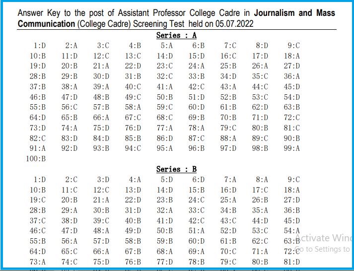 HPPSC Assistant Professor Answer Key 2022 Declared Download the Exam Key Here