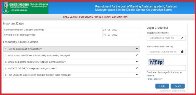 OSCB Banking Assistant, AM Admit Card 2022 Released Check Exam Date