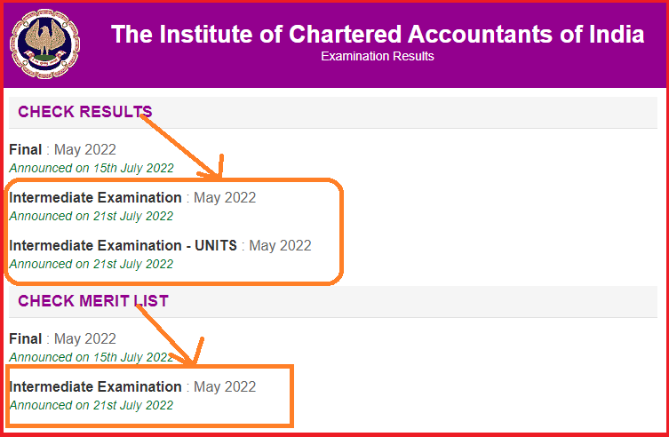 ICAI CA Intermediate Result 2022 Released at icai.nic.in Check Merit list