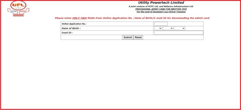 UPL Assistant Loco Driver Admit Card 2022 Declared Check Exam Date Here @ utilitypowertech.org