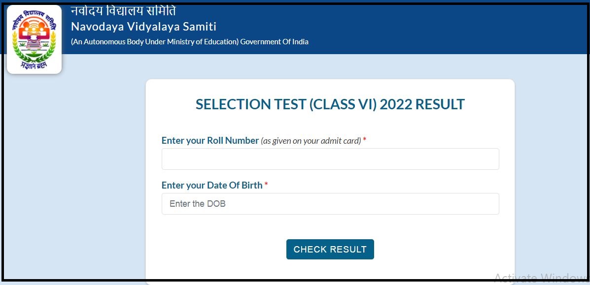 JNVST Class 6 Result 2022