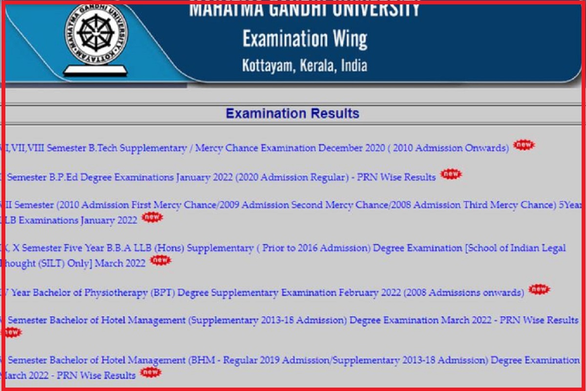 MGU 2nd Sem Results 2022