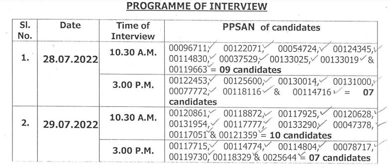 Odisha PGT Interview Shedule 2022