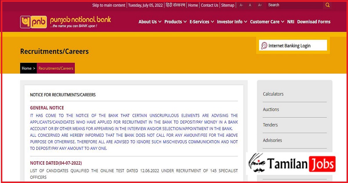 Punjab National Bank Specialist Officer Result 2022