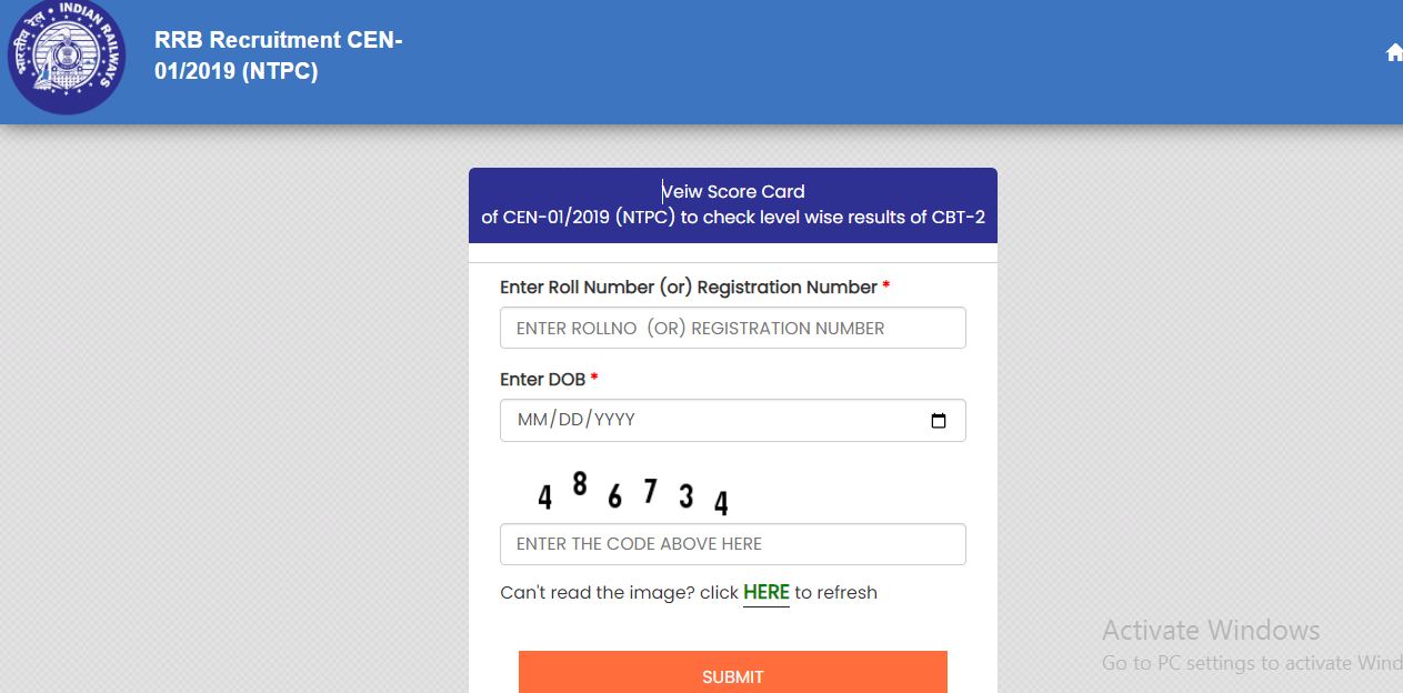 RRB NTPC CBT 2 Score Card 2022