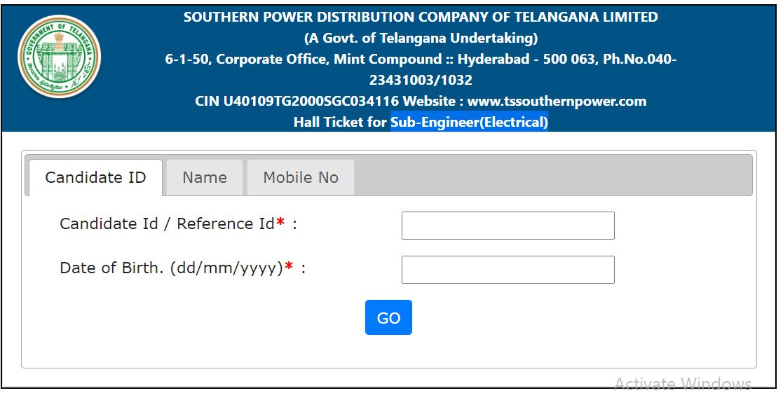 Tssouthernpower.cgg.gov.in Hall Ticket 2022