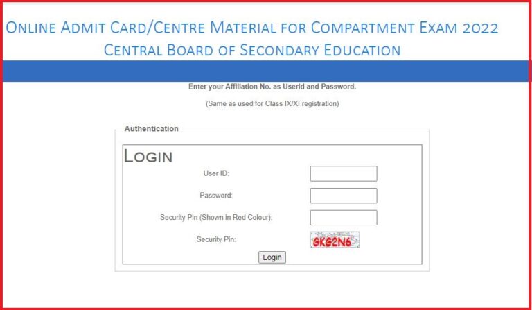 CBSE 10th, 12th Compartment Exam 2022 Admit Card Out Download @ cbse.gov.in