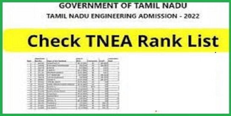 TNEA Rank List 2022 Released Check Out @ tneaonline.org