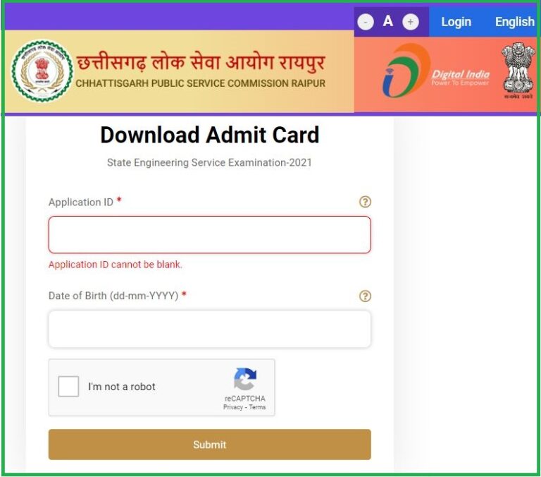 CGPSC State Engineering Service Exam Admit Card 2022 Released Download @ psc.cg.gov.in