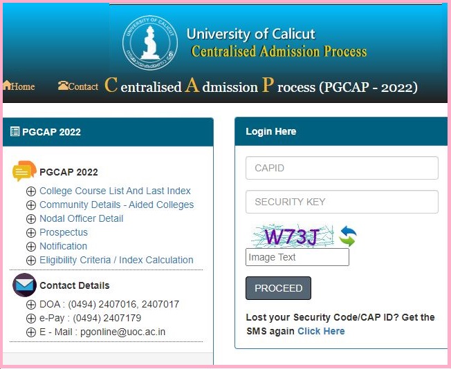 Calicut University PGCAP 1st Allotment Result 2022 Declared Check Out @ admission.uoc.ac.in