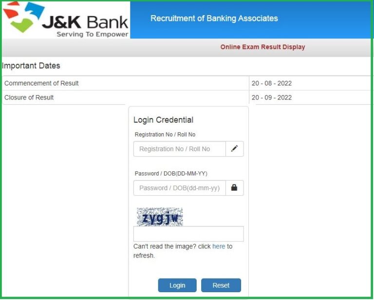 JK Bank Banking Associates Result 2022 Released Check BA Cut Off Here