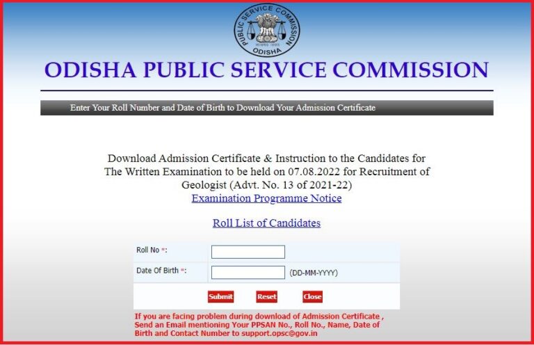 OPSC Geologist Admit Card 2022 Released Download @ opsc.gov.in & Check Exam Centres Details Here