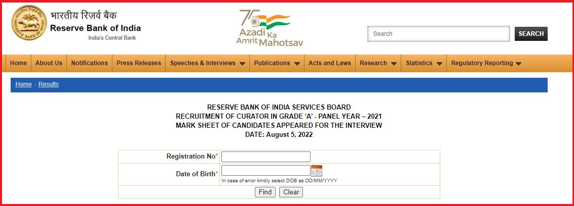 Rbi Grade A Curator Interview Result 2022 Out Download Grade A Marksheet, Cut Off Here