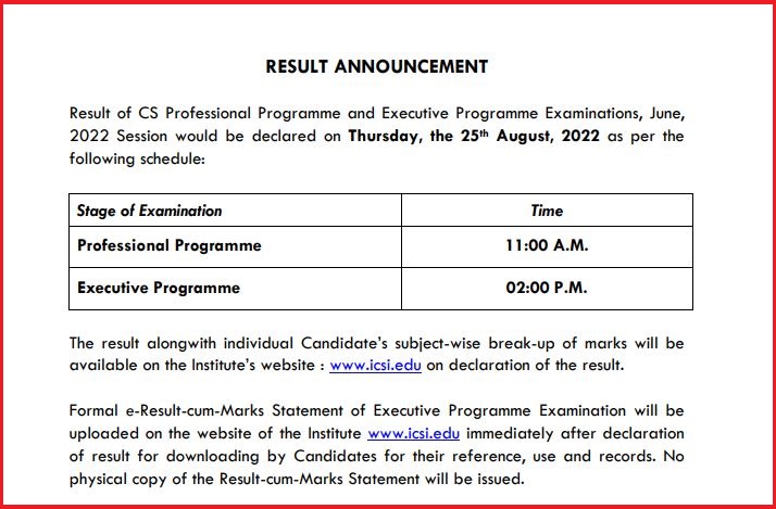 ICSI CS Executive Result 2022 Out Check Download Merit & Topper List Here