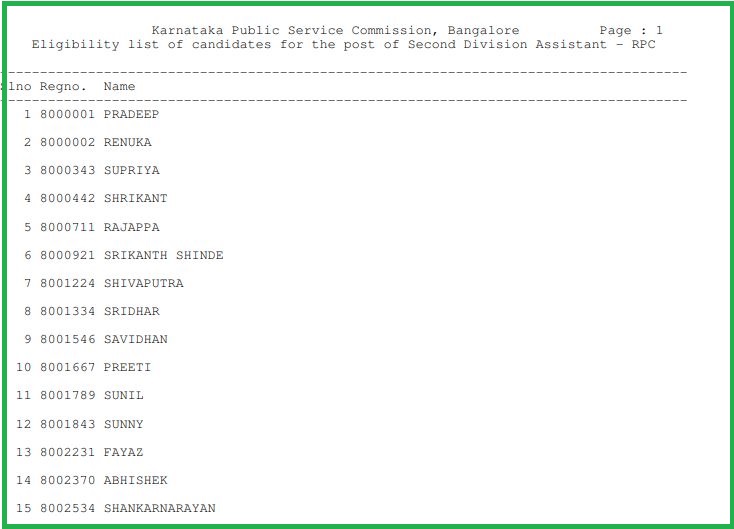 KPSC SDA Result 2022