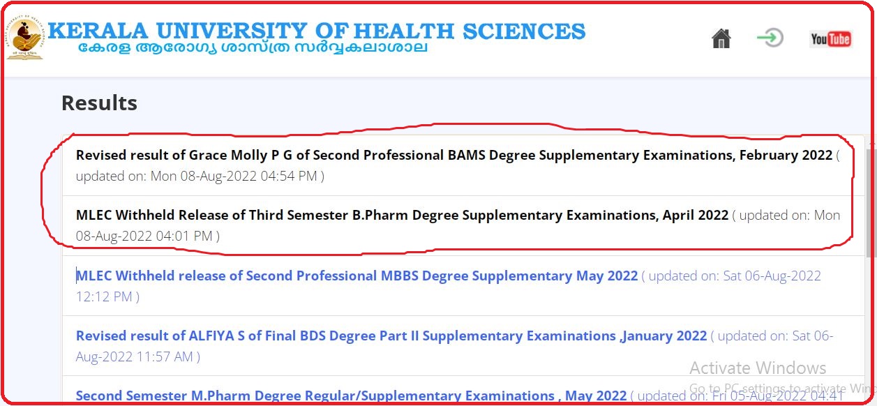 KUHS Results 2022