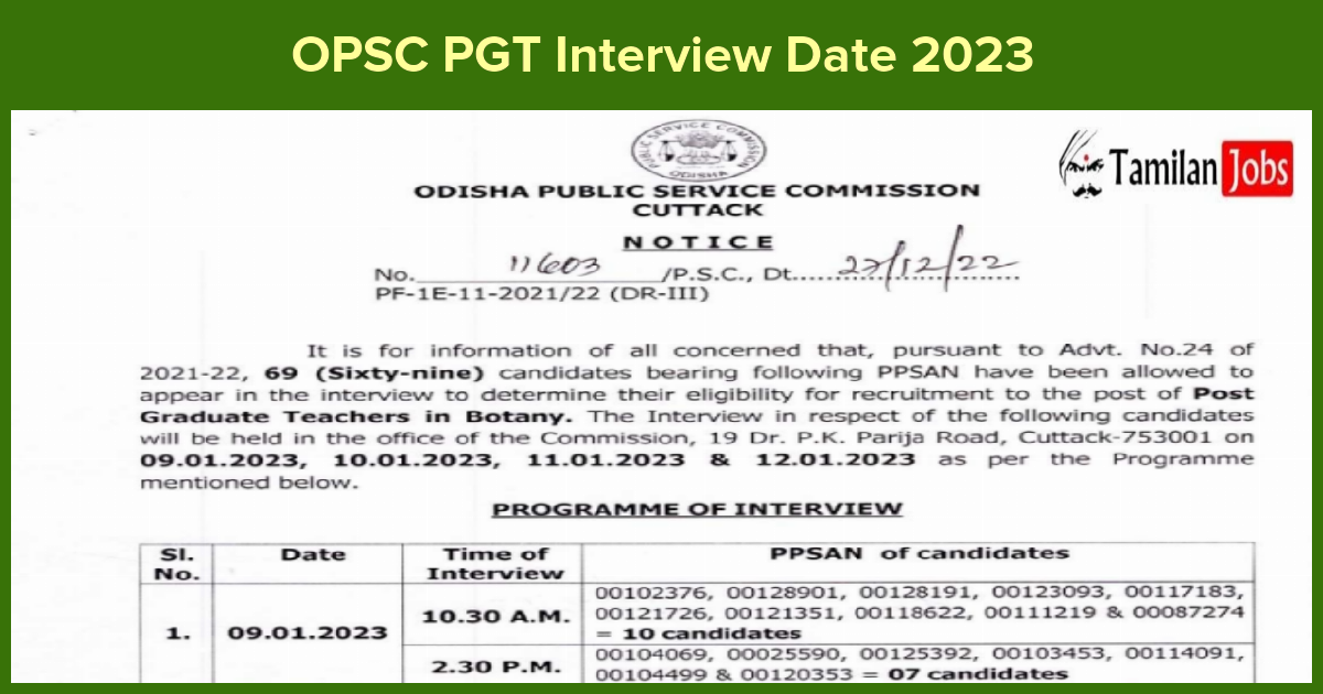 OPSC PGT Interview Date 2023