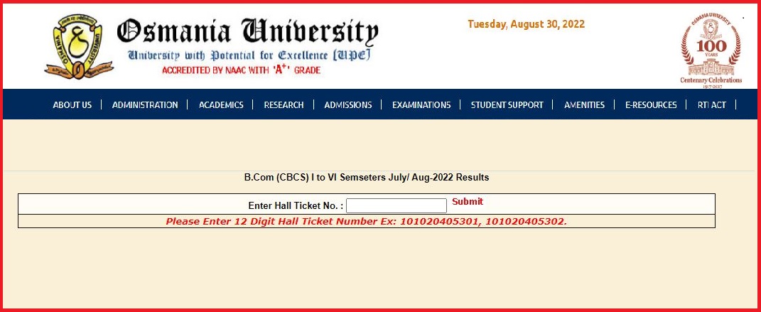 Osmania University Result 2022 