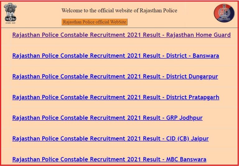 Rajasthan Police Constable Result 2022 (Declared) Download Raj Police Constable Results PDF Here
