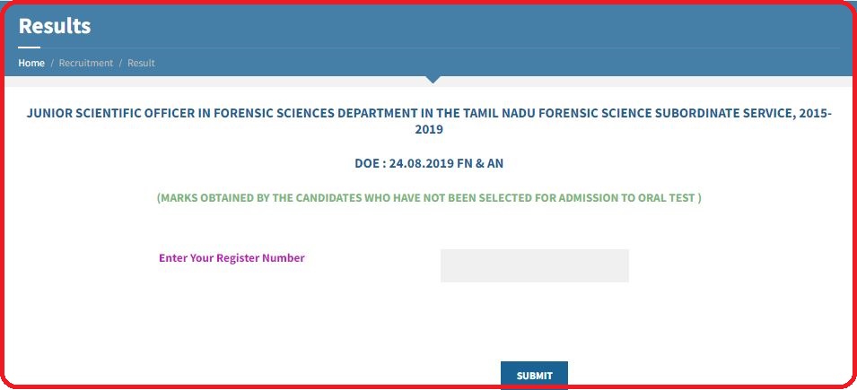 TNPSC Junior Scientific Officer Result 2022