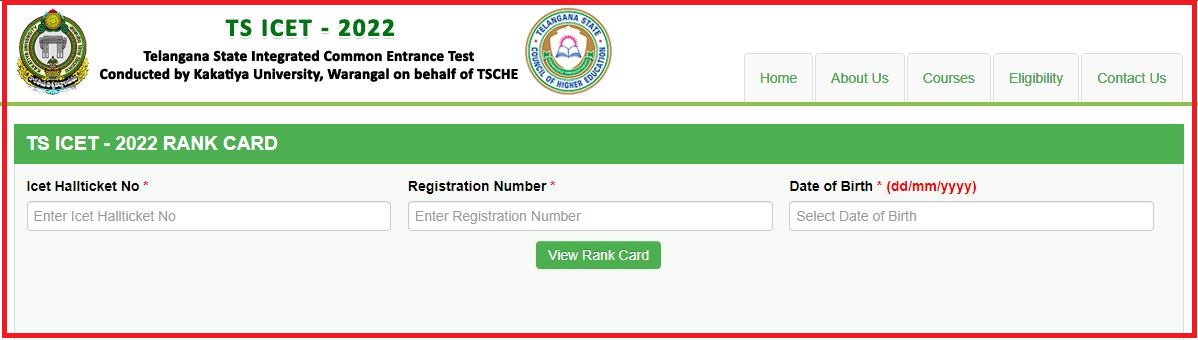 TS ICET Rank Card 2022