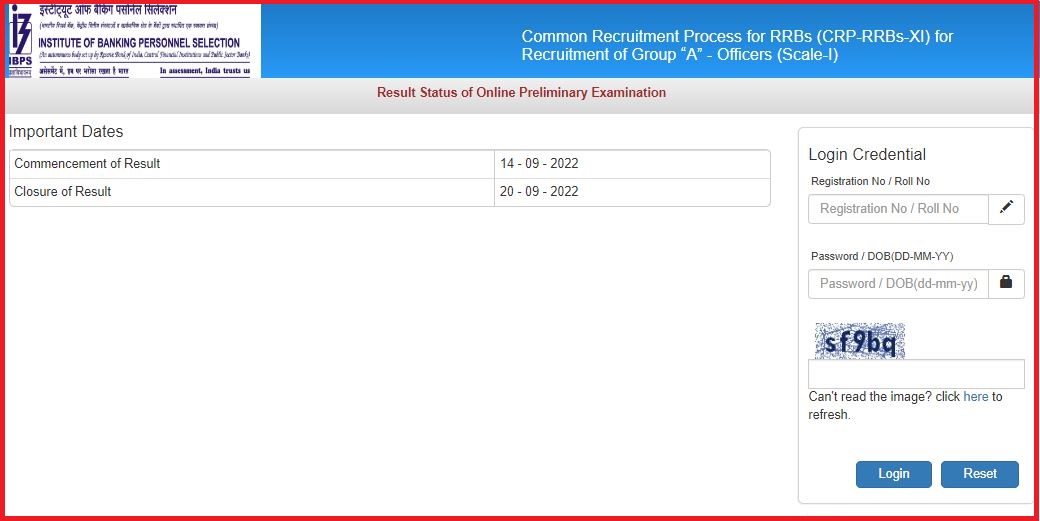 IBPS RRB PO Prelims Result 2022