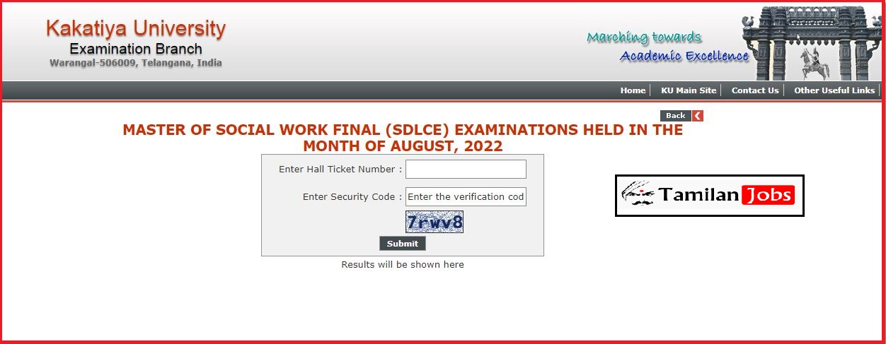 Kakatiya University Msw (Sdlce) Final Result 2022