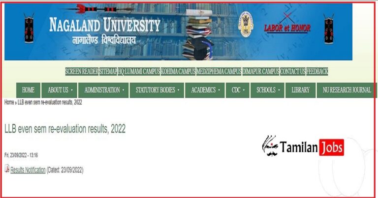Nagaland University Result 2022