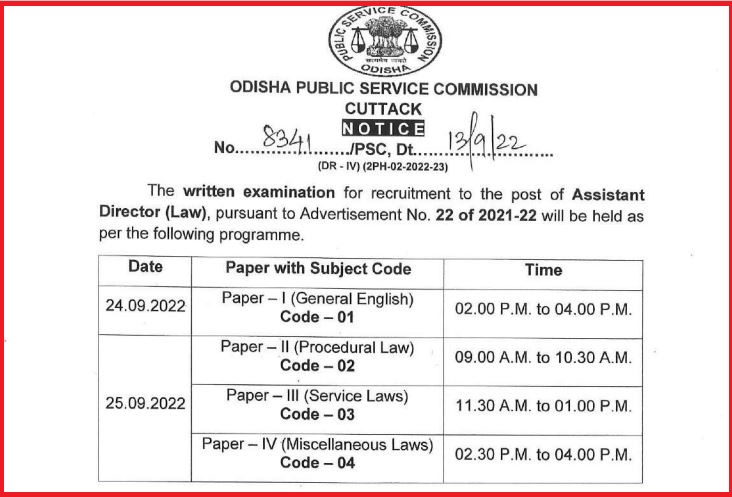 OPSC Assistant Director Exam Date 2022