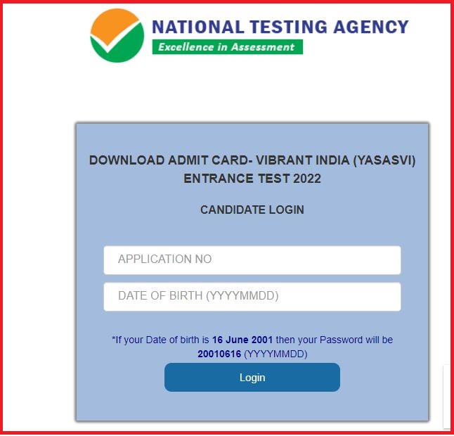 PM YASASVI Scheme Admit Card 2022