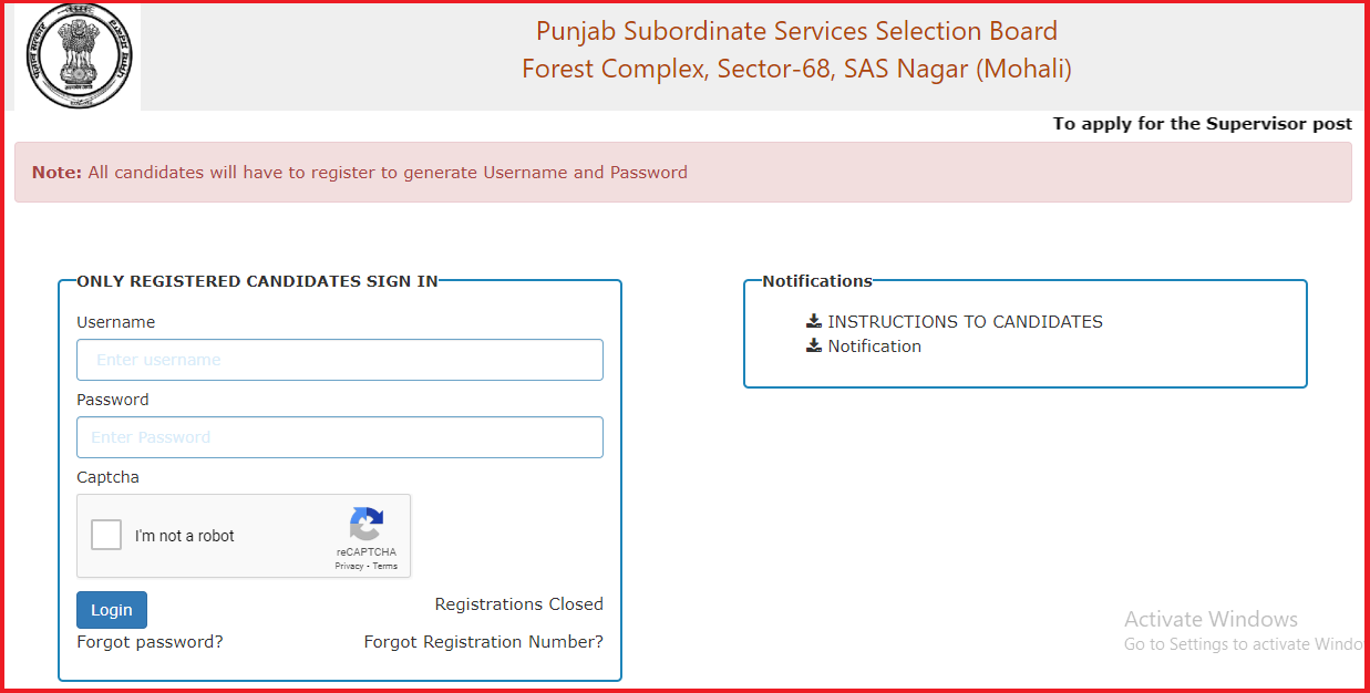 Psssb Supervisor Admit Card 2022