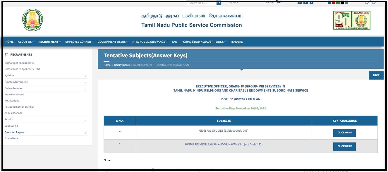 Tnpsc Executive Officer Answer Key 2022