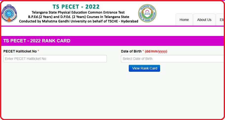 TS PECET Rank Card 2022