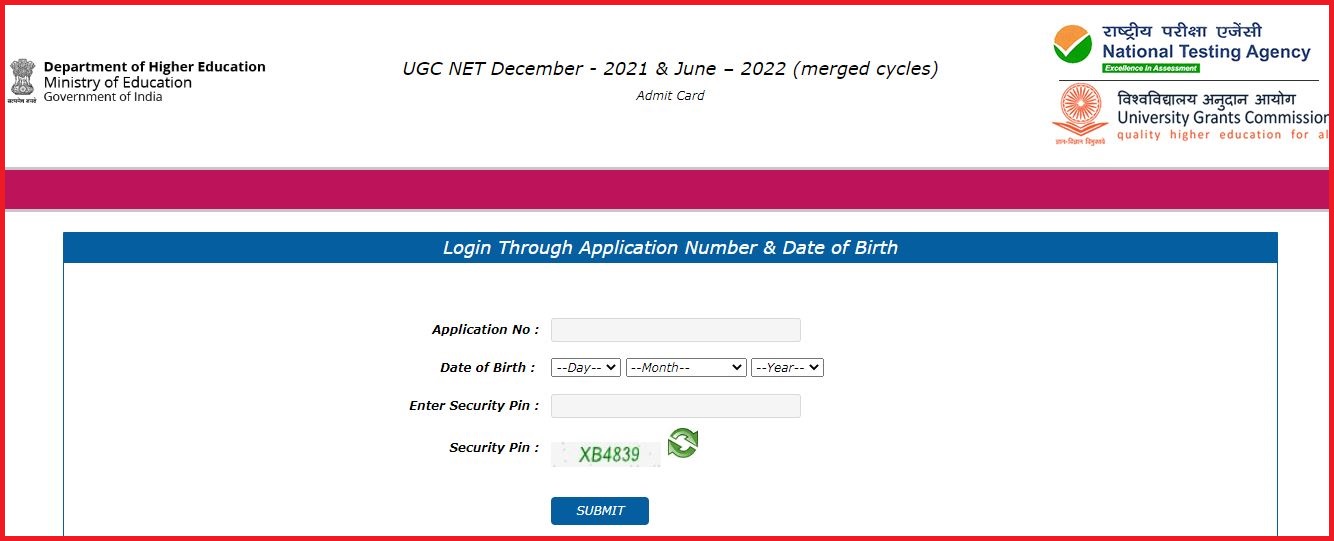 UGC NET Admit Card 2022