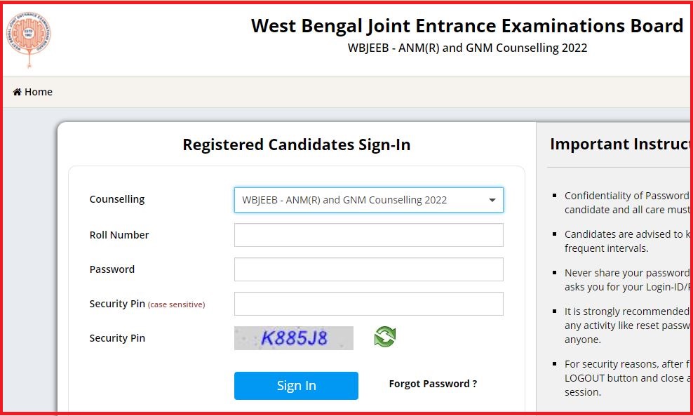 WBJEE ANM & GNM Mop Up Round Seat Allotment Result 2022