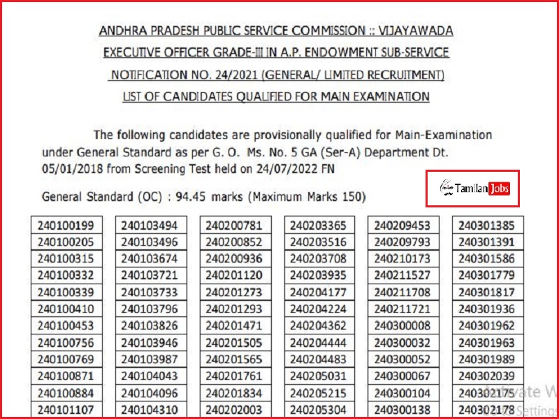 APPSC Executive Officer Result 2022