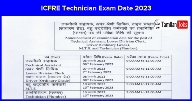 ICFRE Technician Admit Card 2023 Check Exam Date here