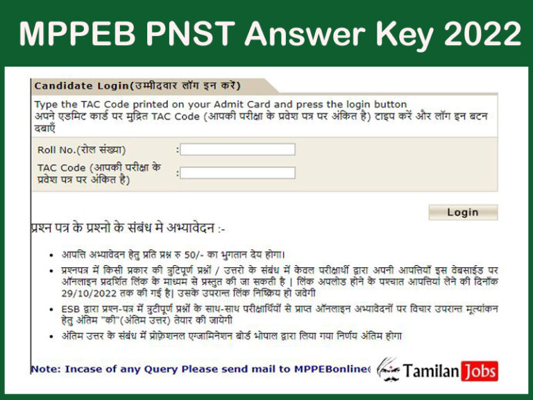 MPPEB PNST Answer Key 2022