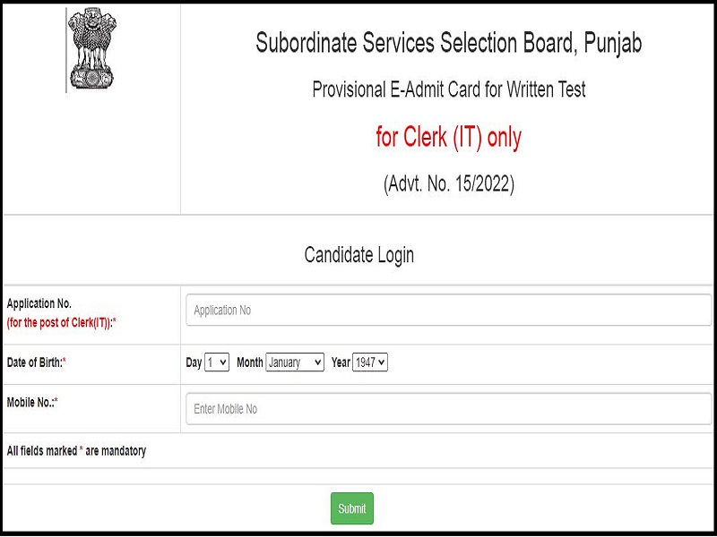 PSSSB Clerk Provisional Answer Key 2022 