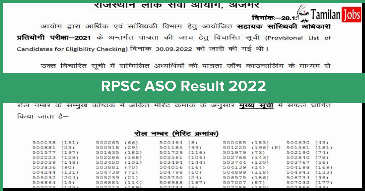 RPSC ASO Result 2022