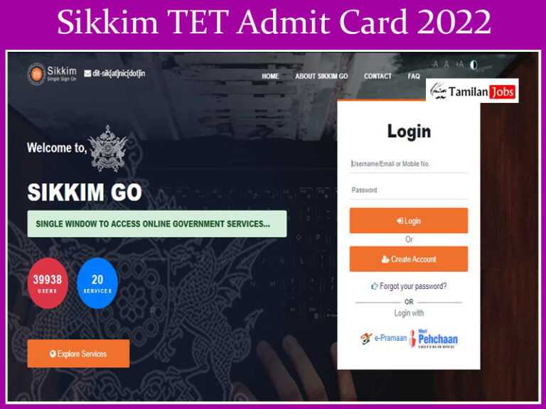 Sikkim TET Admit Card 2022