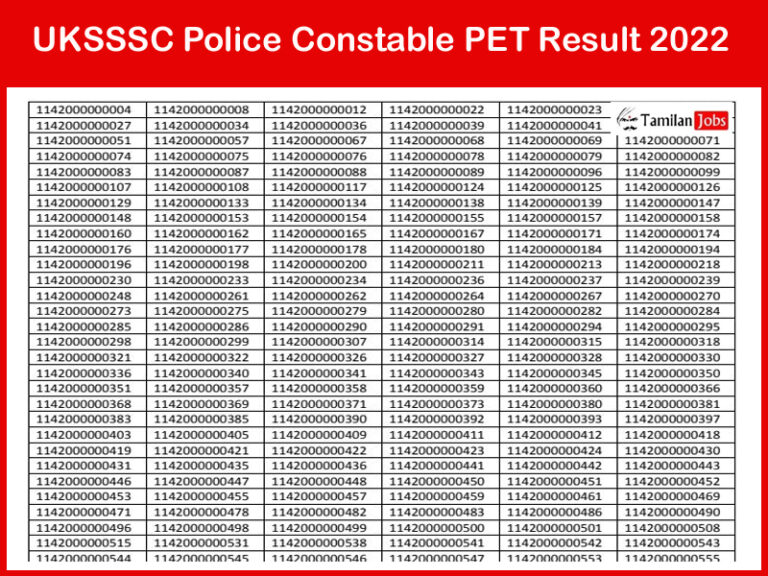 UKSSSC Police Constable PET Result 2022