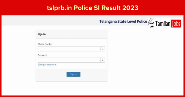 tslprb.in Police SI Result 2023