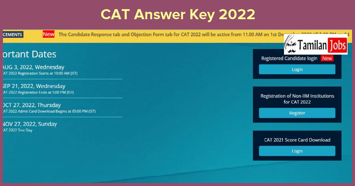 CAT Answer Key 2022