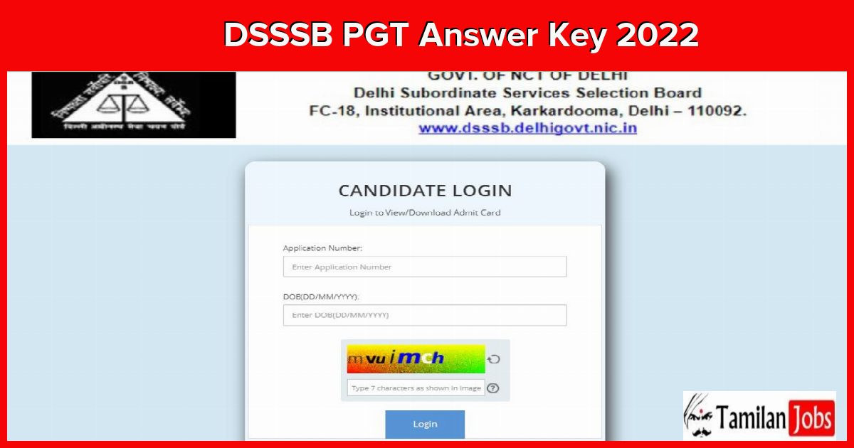 DSSSB PGT Answer Key 2022