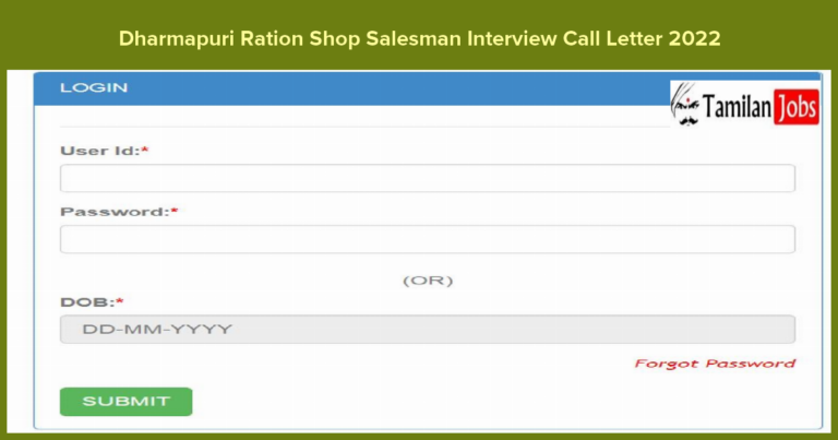 Dharmapuri Ration Shop Salesman Interview Call Letter 2022