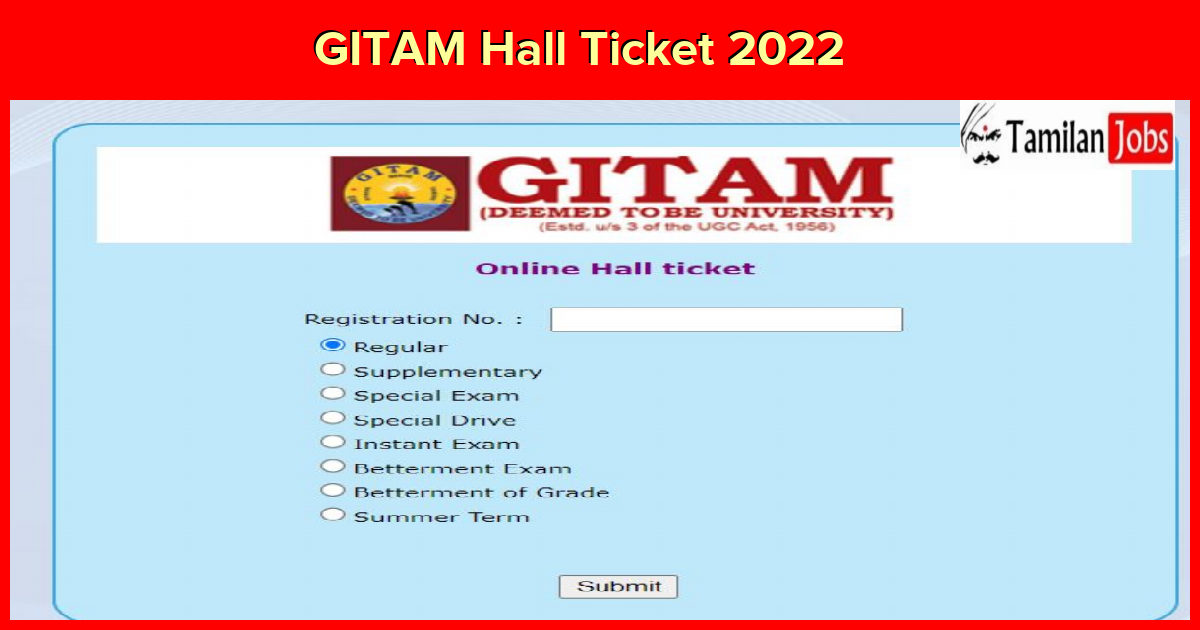 GITAM Hall Ticket 2022