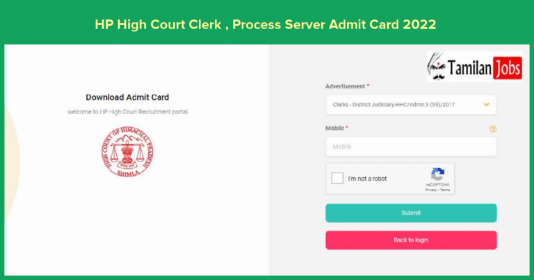 HP High Court Clerk , Process Server Admit Card 2022