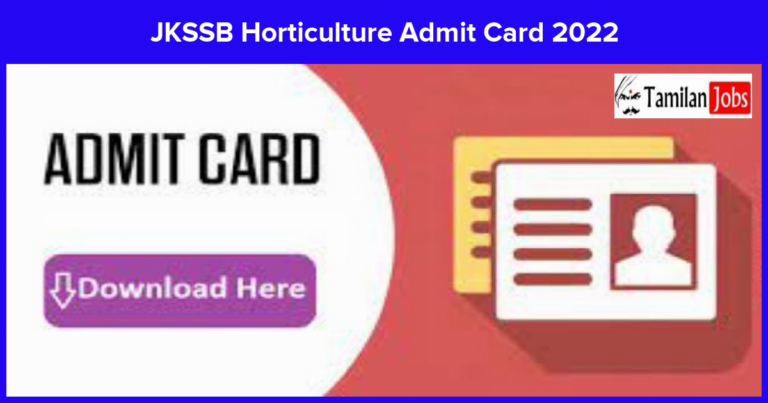 JKSSB Horticulture Jal Shakti Department Admit Card 2022 (Out) Check Exam Date Here